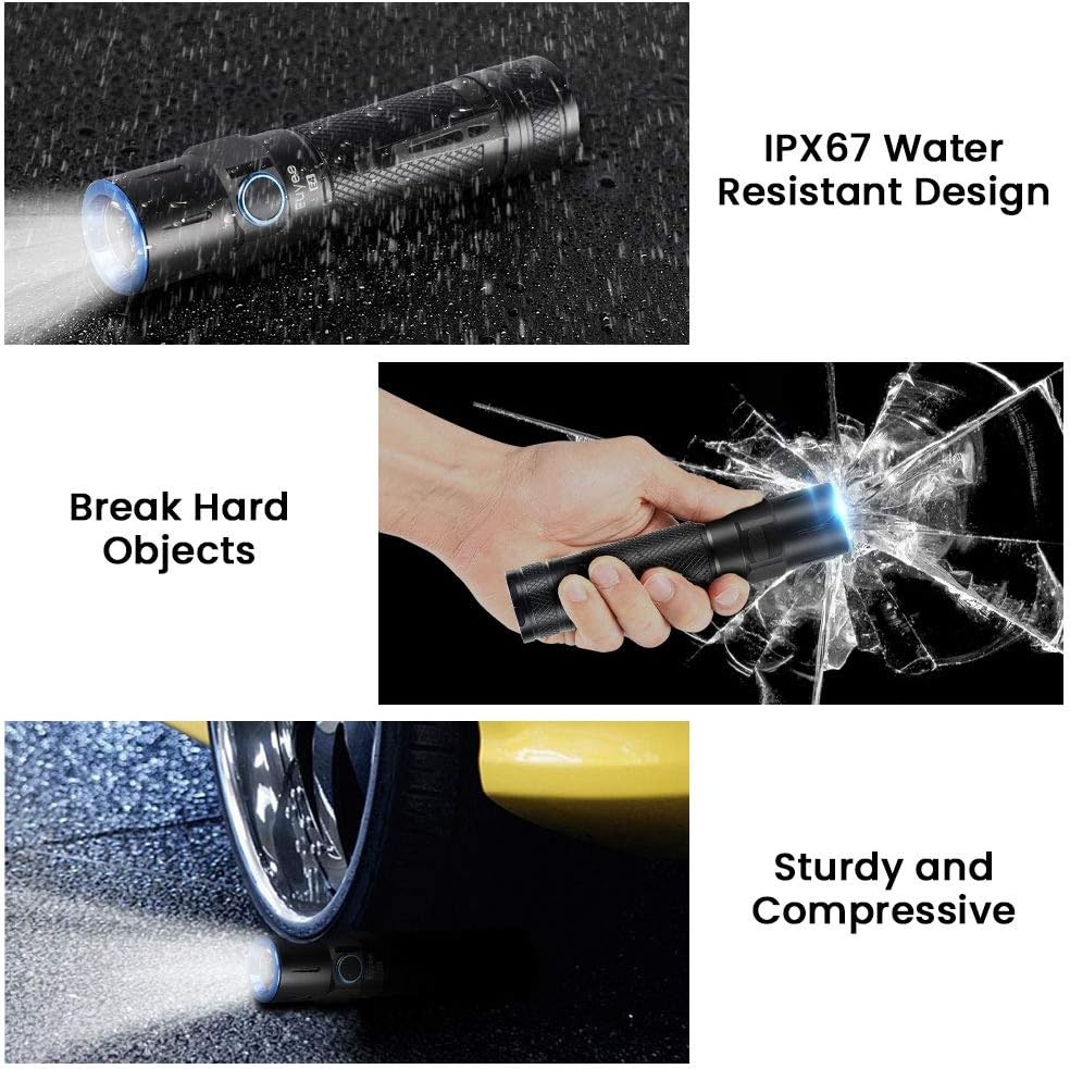 Euyee E4 Professional Outdoor Flashlight, High Powered LED Brightest 1800 Lumens Torch with 5 Modes, IPX67 Water Resistant, Optical lens.Best Choice for Camping, Outdoor, Emergency, EDC Flashlights - - 