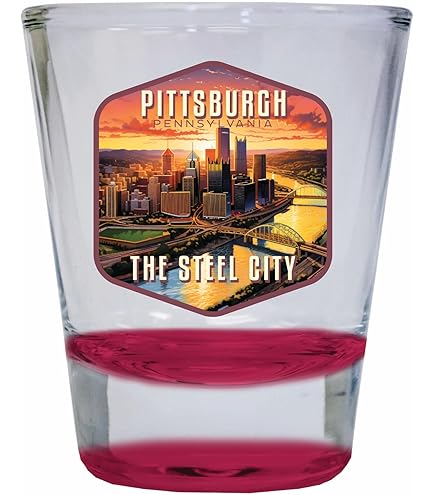 Pittsburgh Pennsylvania Sunset Skyline Shot Glass By World By