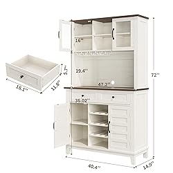 IDEALHOUSE 72" Wine Bar Cabinet with 4 Doors and 2
