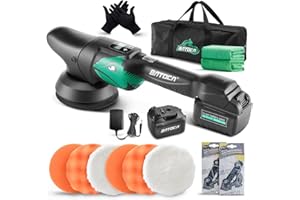 BATOCA S2 Cordless Car Buffer Polisher for Car Detailing with 1pc 5.0Ah Battery, Smart LCD Screen Display, 2000-4500 RPM Dual Action Polisher Kit for Removing Scratch