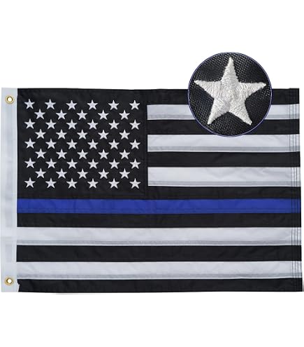 TOPFLAGS Thin Blue Line Flagge – 30,5 X 45,7 Cm, Polyester, Für Polizei & Ersthelfer, Indoor/Outdoor