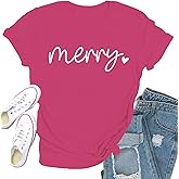 Qskall Christmas Shirts for Women Merry Christmas Tshirt Xmas Holiday Tee Shirt