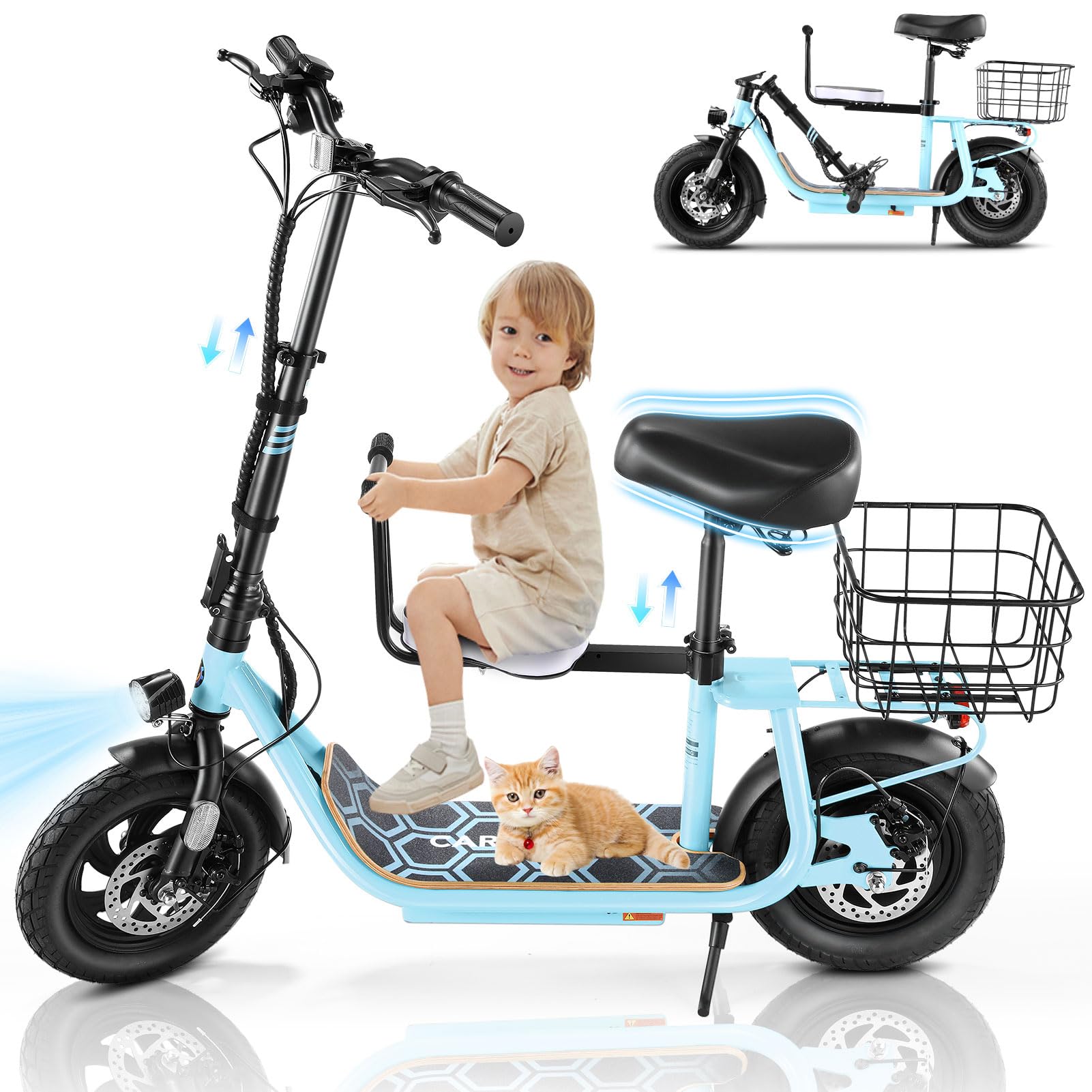 Caroma 1200W Peak Electric Scooter with Seats, 30