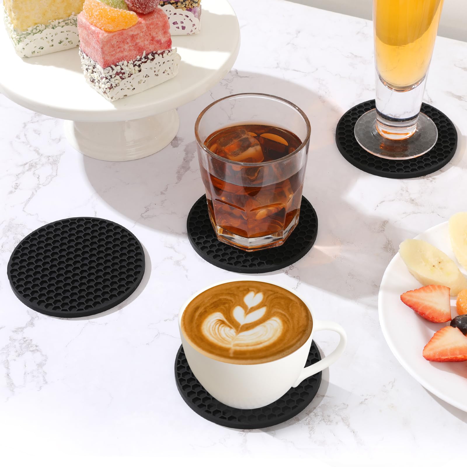 Silicone Coasters Set of 16 with Holder,Coasters