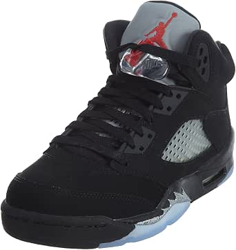 Amazon.com: Air Jordan 5 Retro OG BG Big Kid 's Zapatos Negro/Fire  Rojo/Metálico plata/blanco 845036 – 003 : Ropa, Zapatos y Joyería