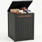 Outdoor Storage Box,90 Gallon Waterproof Package Delivery Boxes for Outside | Lockable Secure Design, Deck Box Outdoor for Entryway, Front Porch, Backyard, Garden, Patio, Lawn (Black)