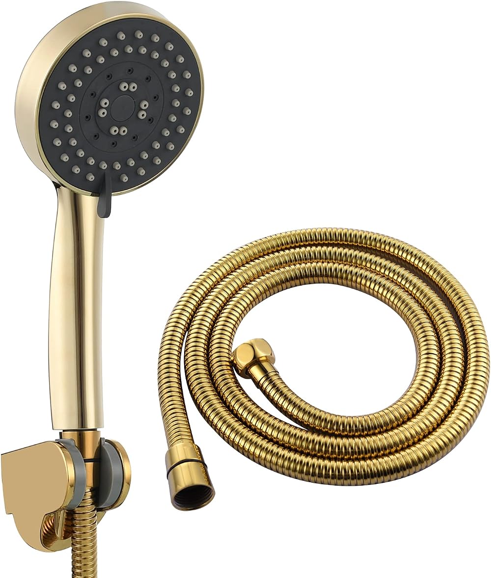 CIENCIA Gold ABS Rainfall Hand Shower Head Universal 1/2" IPS 1.5m Hose BS144F