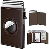 typecase Mens Wallet Card Holder for AirTag: Leather Smart Wallet for Men Compatible with Apple Air Tag, RFID Blocking, Slim, Minimalist - 9-14 Card Capacity | ID Window | Cash Slot (Dark Brown)