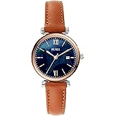 BUREI Women's Watch Fashion Leather Strap Watches for Women,Simple Three Hands Analog QuartzWristwatch,Gift for Women