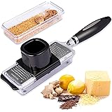 Ginger Grater Cheese Grater Lemon Zester with Storage Container, Premium Stainless Steel Multifunction Grater,Sharp for Nutme
