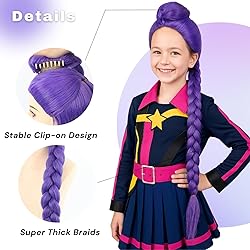 morvally 33.5 Inches Purple Long Braided Ponytail