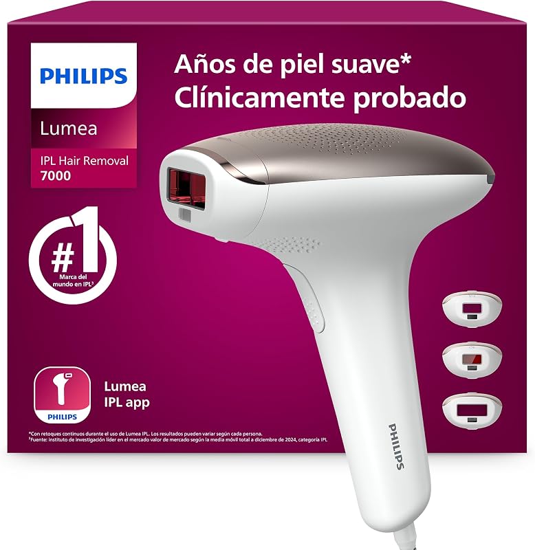 Lumea serie 7000, dispositivo de depilación IPL, alternativa de depilación láser, 3 accesorios para el cuerpo, la cara y la zona del bikini, modelo SC1999/00