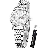 Taxau Silver Watch for Women Two Tone Gold Women's Watches Stainless Steel Waterproof Watch for Ladies Business Dress Wrist Watches with Calendar