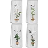 COWEB Boho Botanical Bathroom Hand Towels Set of 4, Relax Breathe Soak Unwind Decorative Hand Towels for Gym Yoga Spa Bathroom Decor, 16x24 Inches(Style I)