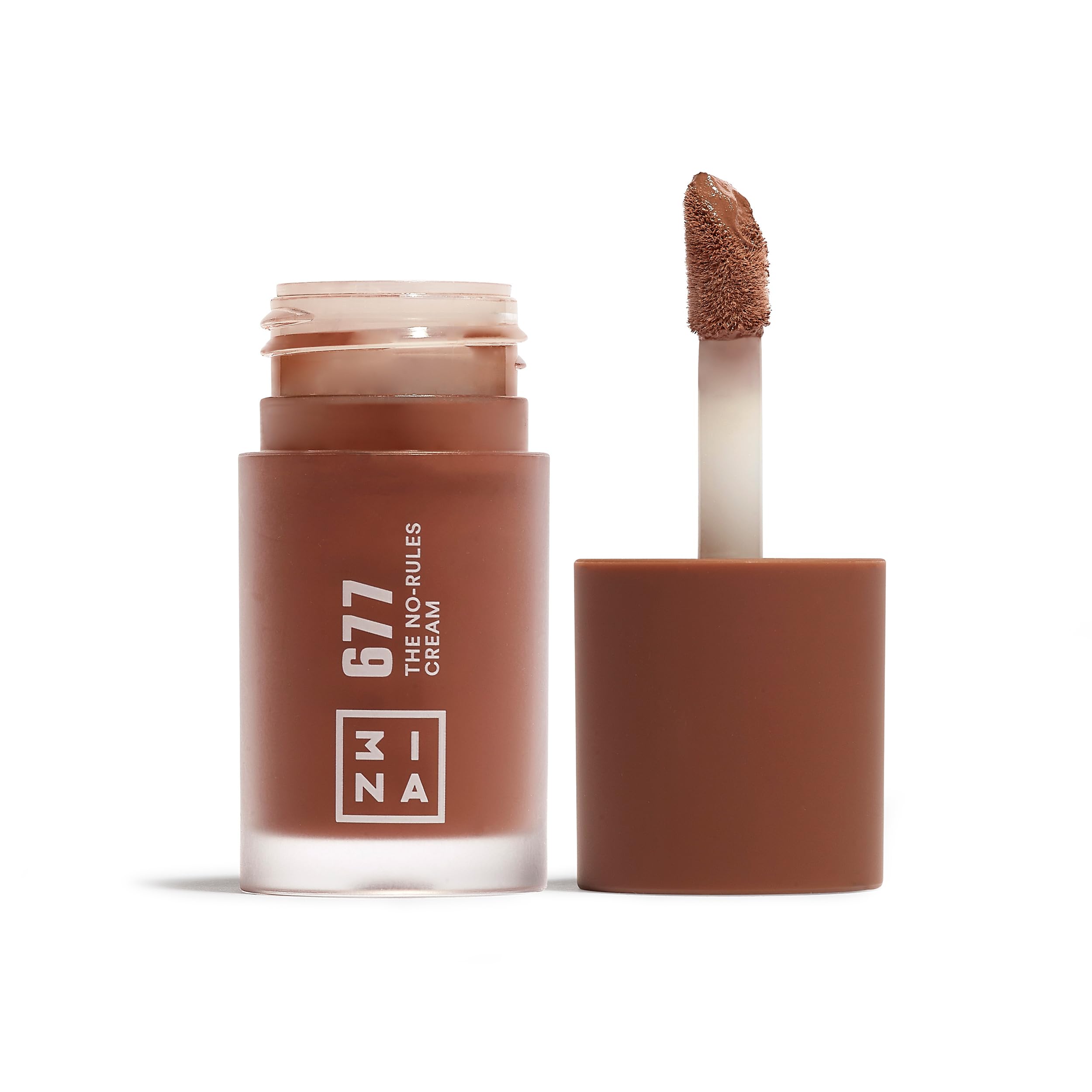 3INA MAKEUP - The No-Rules Cream 677 - Neutral Brown Liquid Blush for Eyes Lips & Cheeks w Sweet Almond Oil - Cream Blush