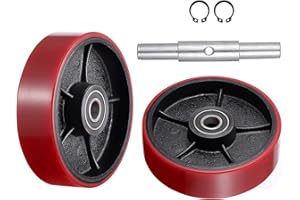 7" x 2" Pallet Jack Replacement Steer Wheels Kit with 20 mm ID Bearings Poly Tread …