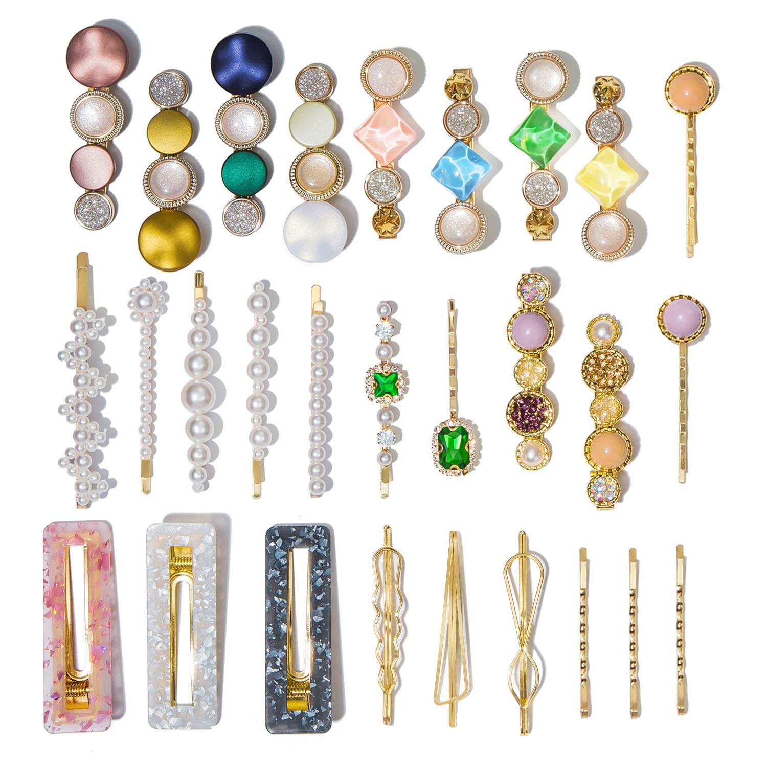 20 Pcs Macaron Hair Clips for Women Acrylic Pearl Hair Clip Handmade Pearl Hair Pins Gifts for Girls Hair Barettes for Women Fashion Hair Accessories for Party Wedding : Beauty