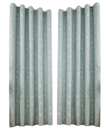 Amazon Com Jacquard Bamboo Leaves Duck Egg Blue Silver Fully