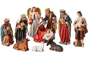 MUMTOP Nativity Set, 11 Piece 7.6 Inches Nativity Scene Set for Indoor Christmas Decorations, Resin Nativity Figurine Christmas Manger Scene for Tabletop Holidays Home Chapel Christmas Decor