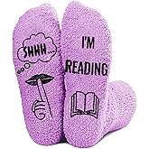 PartyGalore Reading Socks with Gift Box, Bookish Gifts for Women, Funny Reading Accessories for Teacher, Students and Book Lovers, Purple