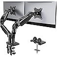 HUANUO Dual Monitor Stand - Adjustable Gas Spring Monitor Desk Mount VESA Bracket with C Clamp, Grommet Mounting Base for 13 