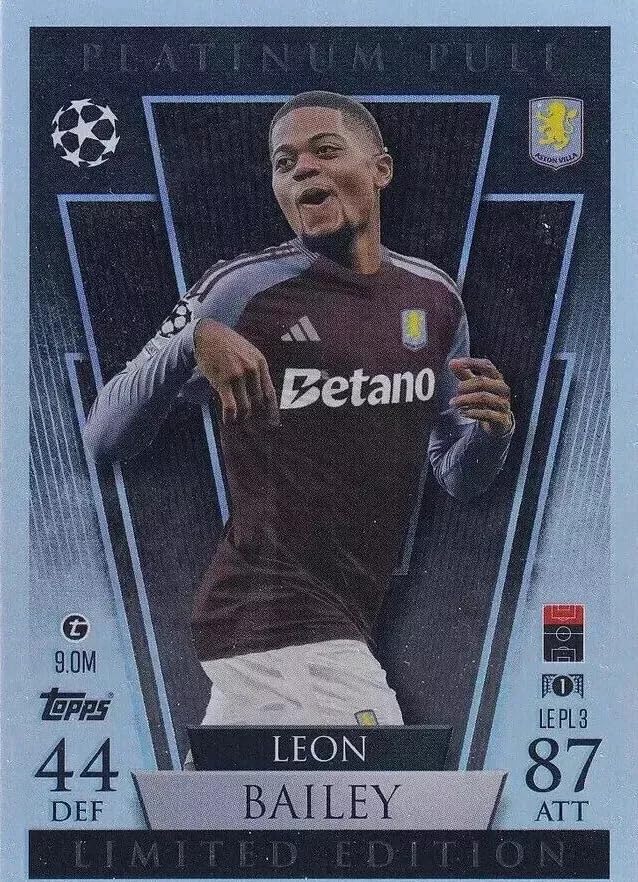 Match Attax 2024 2025 Leon Bailey Platinum Pull Limited Edition Trading Card