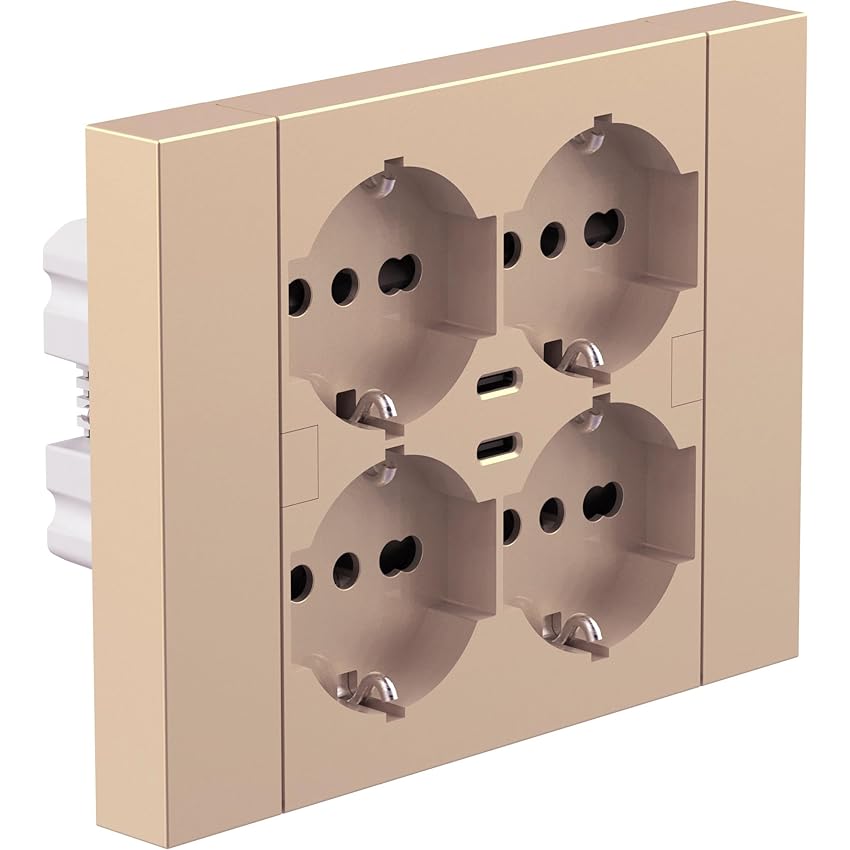 Electraline 22147 Multipresa da incasso Quadra 4 Posti Universali P40 + 2 USB