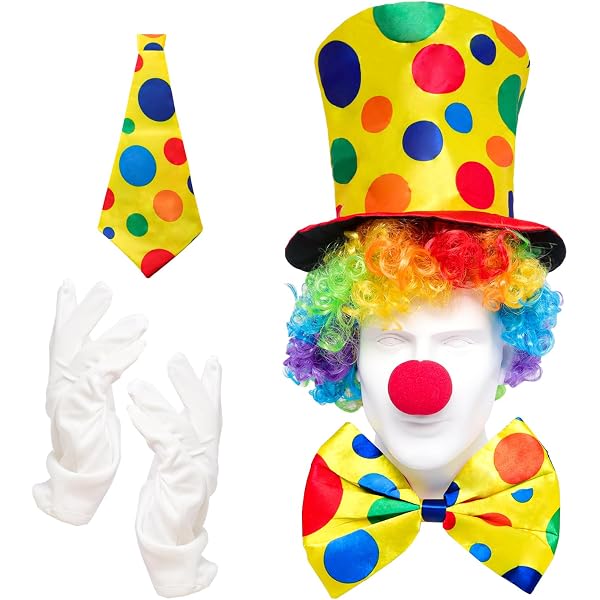 Amazon.com: JaGely 7 Pcs Clown Costume Set Include Rainbow Wig Hat