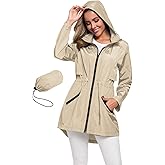 Avoogue Women's Long Raincoat with Hood Outdoor Lightweight Windbreaker Rain Jacket Waterproof