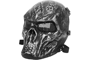 Rinling Airsoft Mask,Skull Full Face Mask for Halloween Airsoft Tactical Game Cosplay and Party
