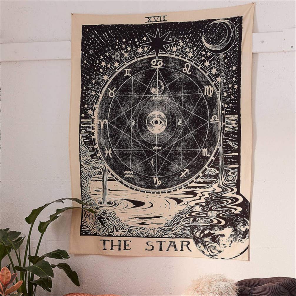 Amiiba Tarot Star Wall Tapestry Mysterious Celestial Tapestry Wall Hanging Medieval Tarot Decor Home Decoration for Bedroom Living Room (Constellation, M - 59"x51")