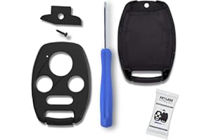 KeylessPros 4-BTN Cover Case Keyless Entry Remote Key Fob Shell Replacement, fits 2003-2012 Honda Accord, 2006-2013 Civic EX, 2009-2015 Pilot, 2005-2006 CR-V / NO Cutting Required