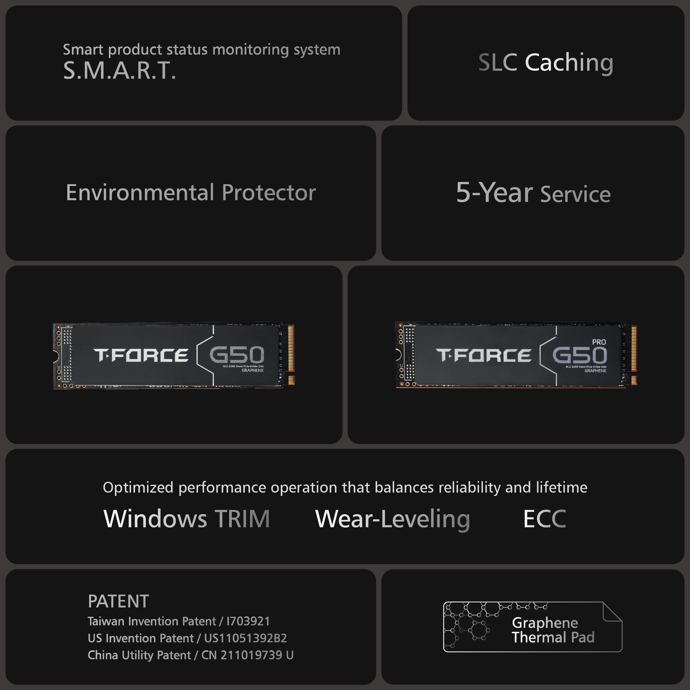 TEAMGROUP T-Force G50 1TB SLC Caching 3D TLC NAND NVMe InnoGrit PCIe Gen4x4 M.2 2280 Gaming SSD with Ultra-Thin Graphene Heat Spreader Works with PS5 Read/Write 5000/4800 MB/s TM8FFE001T0C129