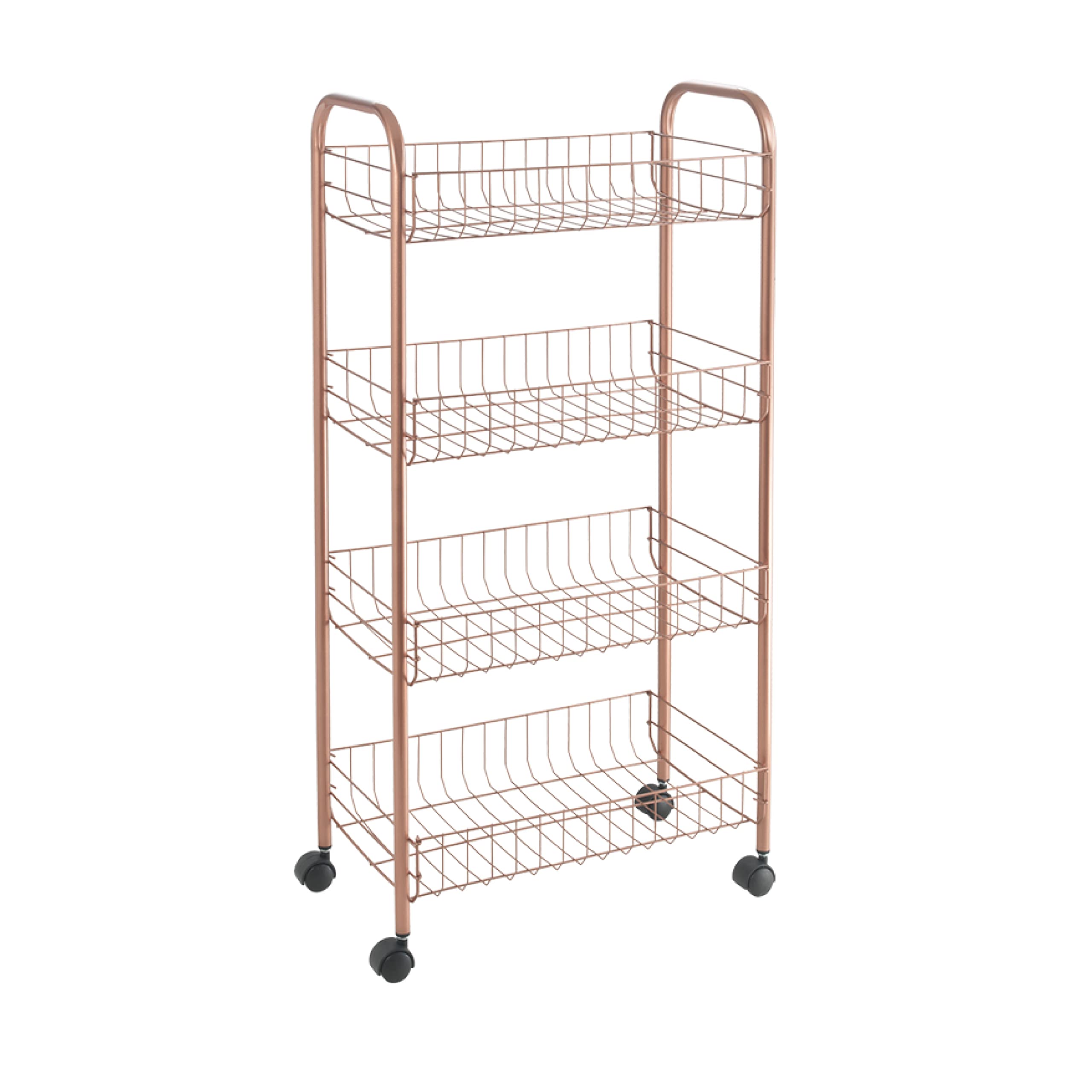 Metaltex Ascona 4-Tier Trolley with Wheels - Multipurpose Storage Cart for Home including Kitchen, Bathroom, Office, and Garage – Polytherm Copper, 41 x 23 x 84 Centimetres