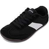 WHITIN Wide Barefoot Sneakers for Women | Brogue Toe Cap Style | Suede-Knit Hybrid