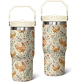 30 Oz Chicken Tumbler with Handle and Straw, Insulated Rooster Cup Gifts for Chicken Lovers Women, Double Wall Stainless Steel Chicken Mugs, Chicken Travel Mug Chicken Gifts for Women