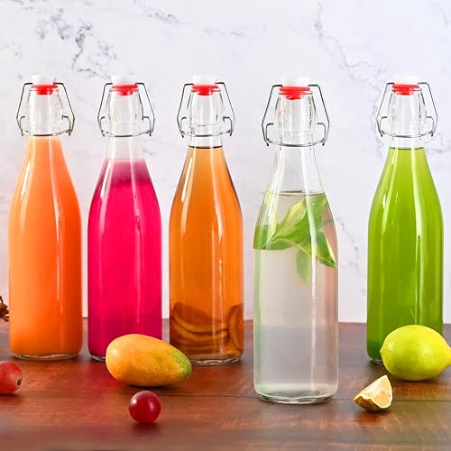 Ilyapa 16 Oz Flip Top Glass Bottles - 12 Pack Clear Beer Bottles For Home Brewing Kombucha, Soda, Kefir - View #5