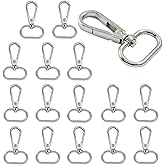 HARSKIYER 16 Pack Swivel Lobster Clasps, 1 Inch Silver Lobster Claw Clasps for Keychains, Oval Ring Swivel Snap Hooks Metal Lobster Clips for Purse, Snap Tabs, Craft Making