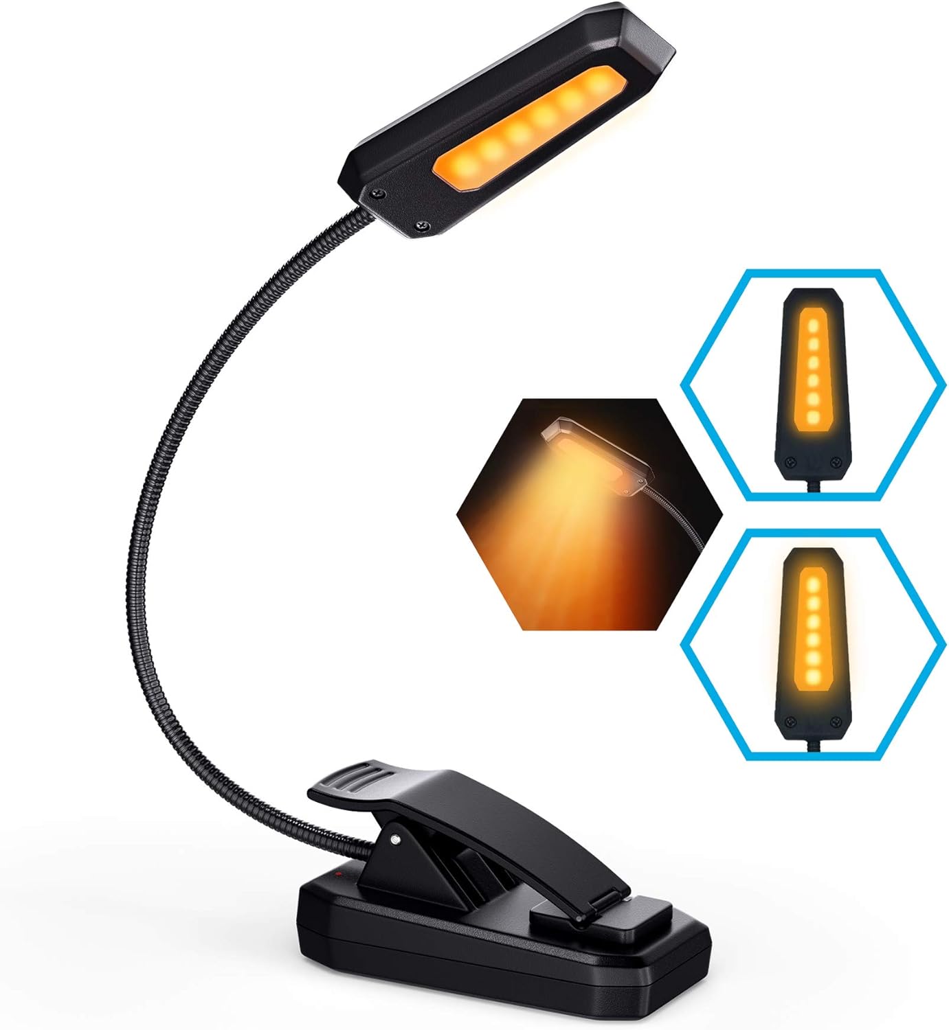 Vont Book Light, Reading Light, Rechargeable Book Light for Reading in Bed, (60 Hours) Eye Protection LEDs Reading Lamp, Clip On Light, Clamp Light, Bed Lamp, 3 Modes, Warm White Light (3000k): Home Improvement
