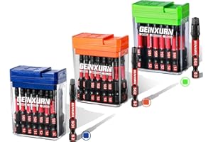 Geinxurn Impact Square Screwdriver Bits Set,45 Pcs 2" Magnetic (SQ1/SQ2/SQ3) S2 Steel Multi Driver Bits with Storage Colorful