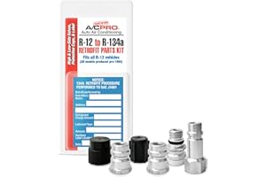CERTIFIED A/C PRO Car Air Conditioner Adapter Kit, Complete AC Conversion Adapter Kit Converts R12 to R134-A Refrigerant, Includes 1 Low Side Port, 3 High Side Ports and Retrofit Label, InterDynamics
