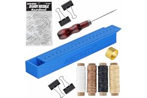 ARSTBETY Complete Bookbinding Kits for Beginners, Book Binding Starter Tool Supplies with Signature Punch Guide, Awl, 100ft Wax Thread, 7 Needles and Clips Thimble Ring