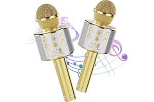 voijump Wireless Bluetooth Karaoke Microphone 2 Pack, 4-in-1 Handheld Mic Speaker for Singing, Karaoke Machine for Phone Android PC, Great Birthday Gifts for Girls Kids Adults for Party,Home KTV