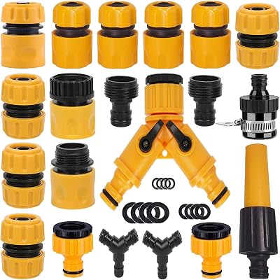 BABADU Garden Hose Connector Kit 20 Pack Quick Connect Y Splitter Nozzle