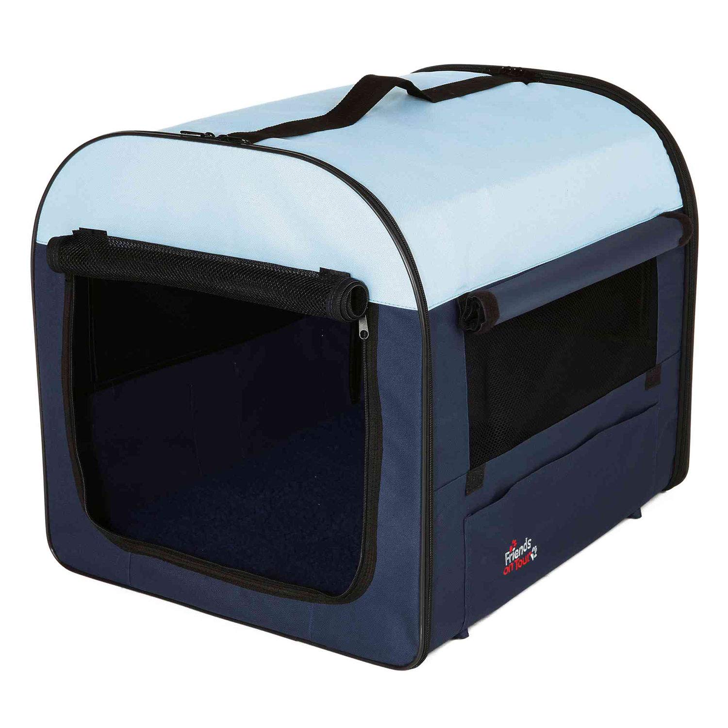 TRIXIE Dog Crate Basic – Size S: 50 x 50 x 60 cm – Soft Travel Crate with Mesh Panels, Fleece Base, Outer Pockets, Ground Pegs and Carry Bag – Indoor and Outdoor Use – 39703