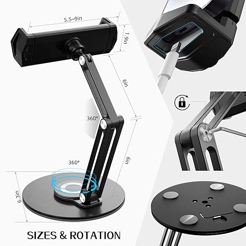 pzoz Retail Kiosk iPad Stand, 360°Rotate POS Tablet Stand, Fits