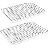 Cooling Baking Rack Set of 2, E-far Stainless Steel Grid Wire Rack for Oven Roasting Cooking Bacon, 11.6” x 9.2” Grilling Bro