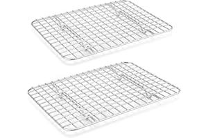 E-far Cooling Baking Rack Set of 2, Stainless Steel Grid Wire for Oven Roasting Cooking Bacon, 11.6" x 9.2" Grilling Broiling
