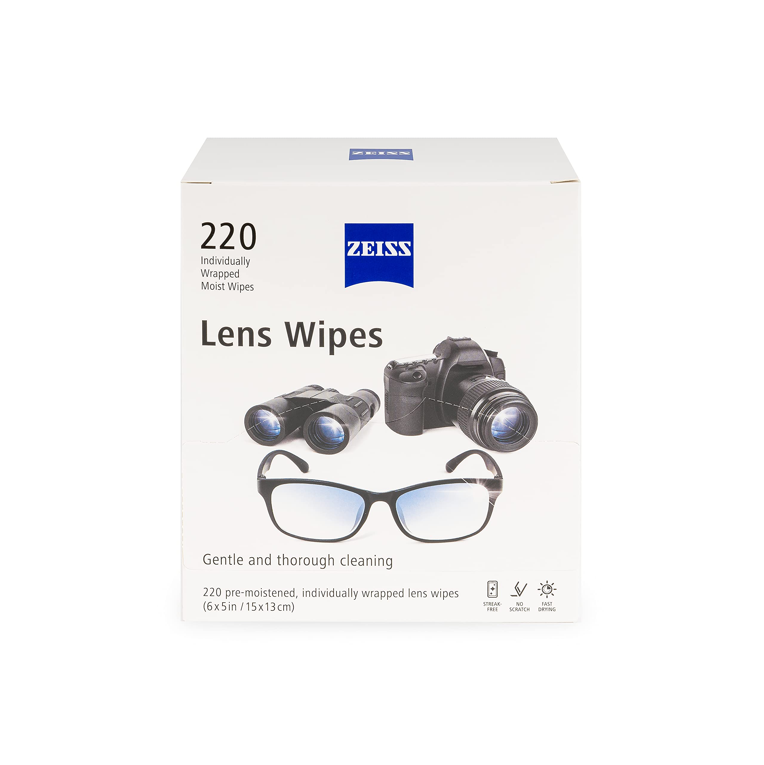 Zeiss Lens Wipes, White, 220 Count
