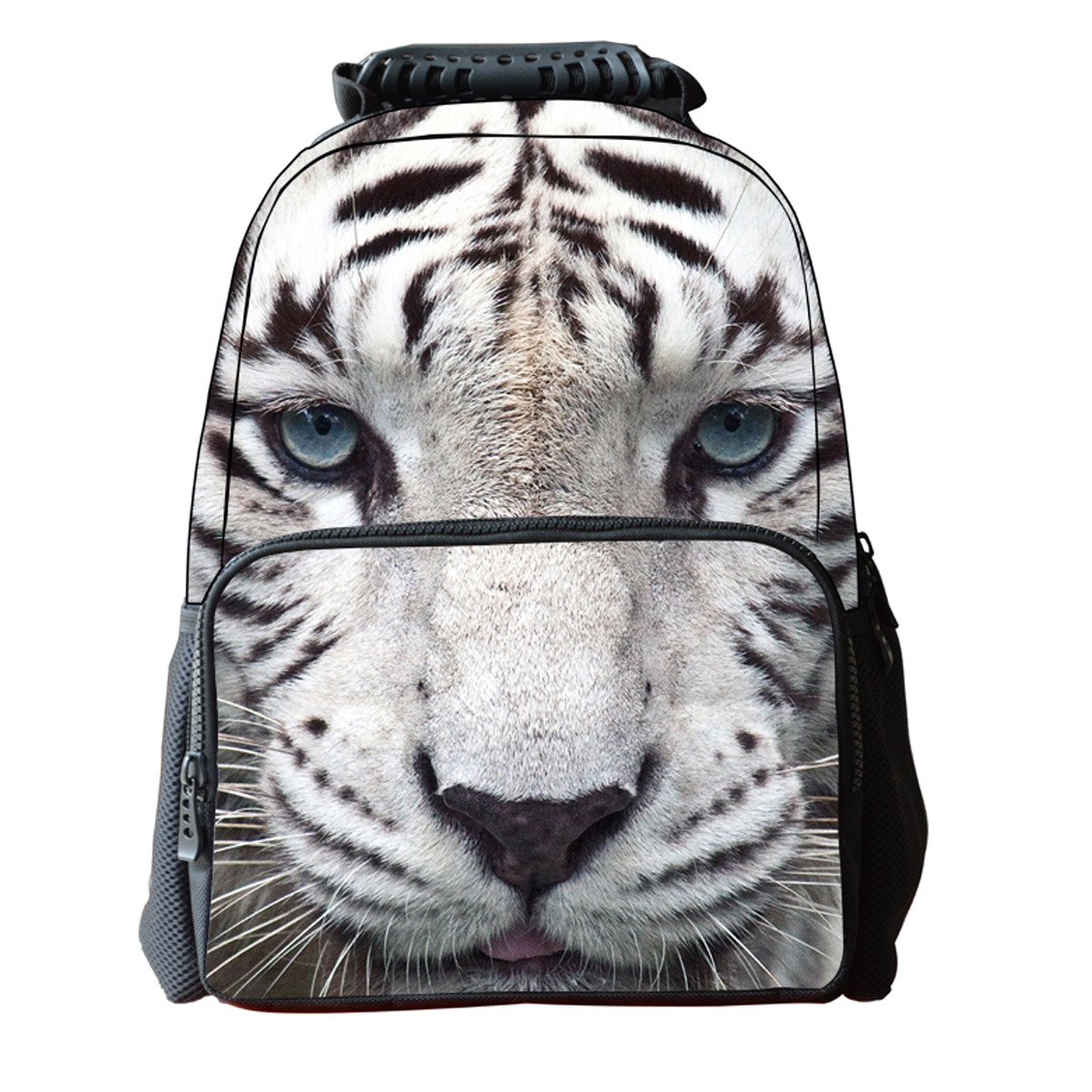 Feline snow leopard blue eyes school backpack